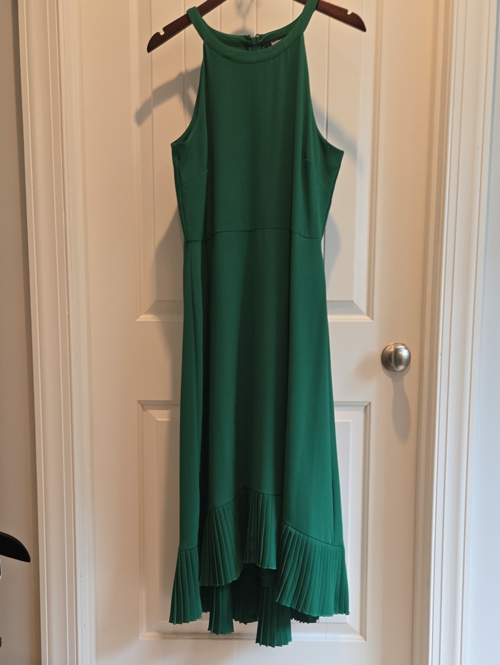 Kensie Emerald Green High-Low Pleated Hem Dress